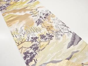 アンティーク　寺院風景模様織り出し袋帯（材料）